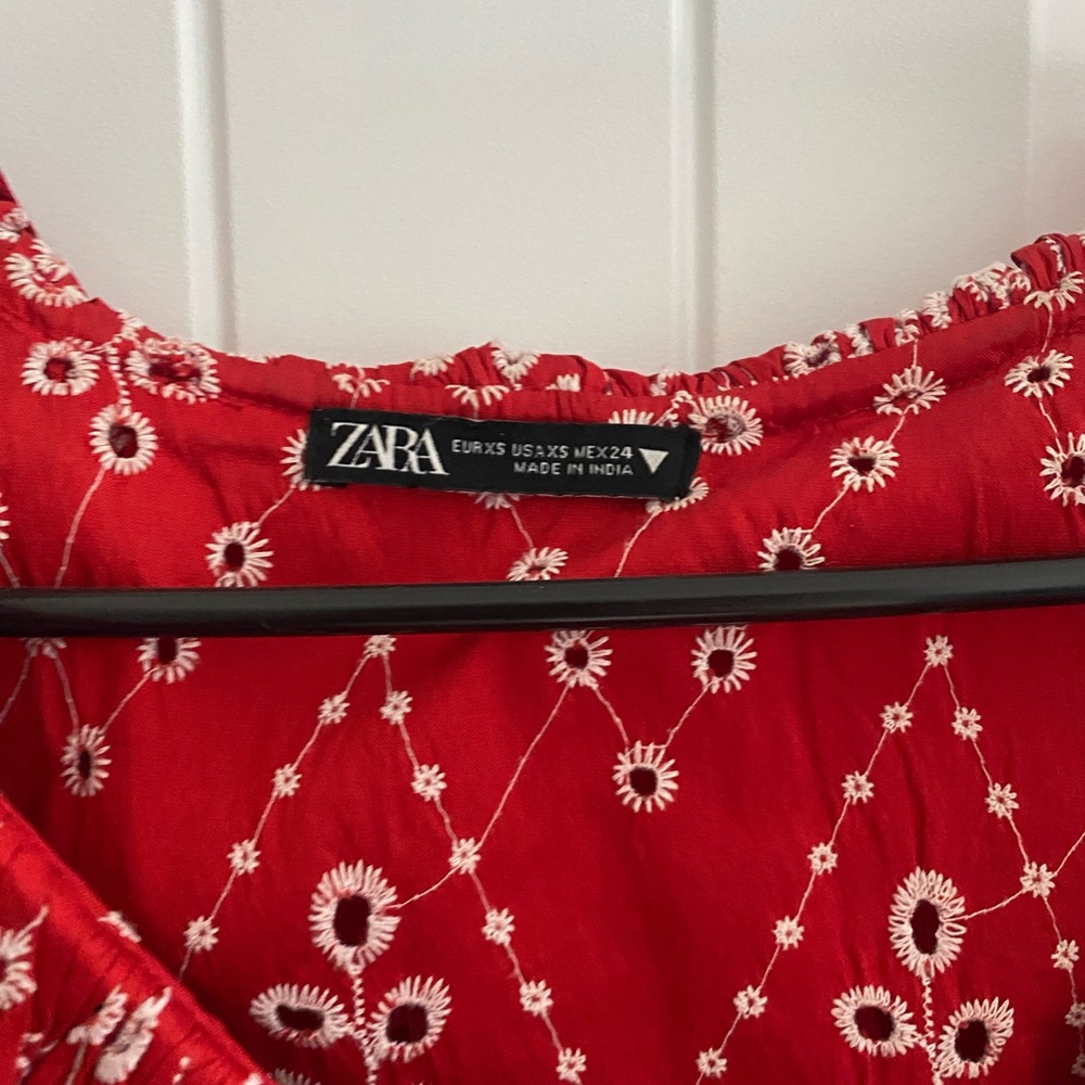 Zara Scarlet Patterned Ruffle Blouse - Picture 2 of 3